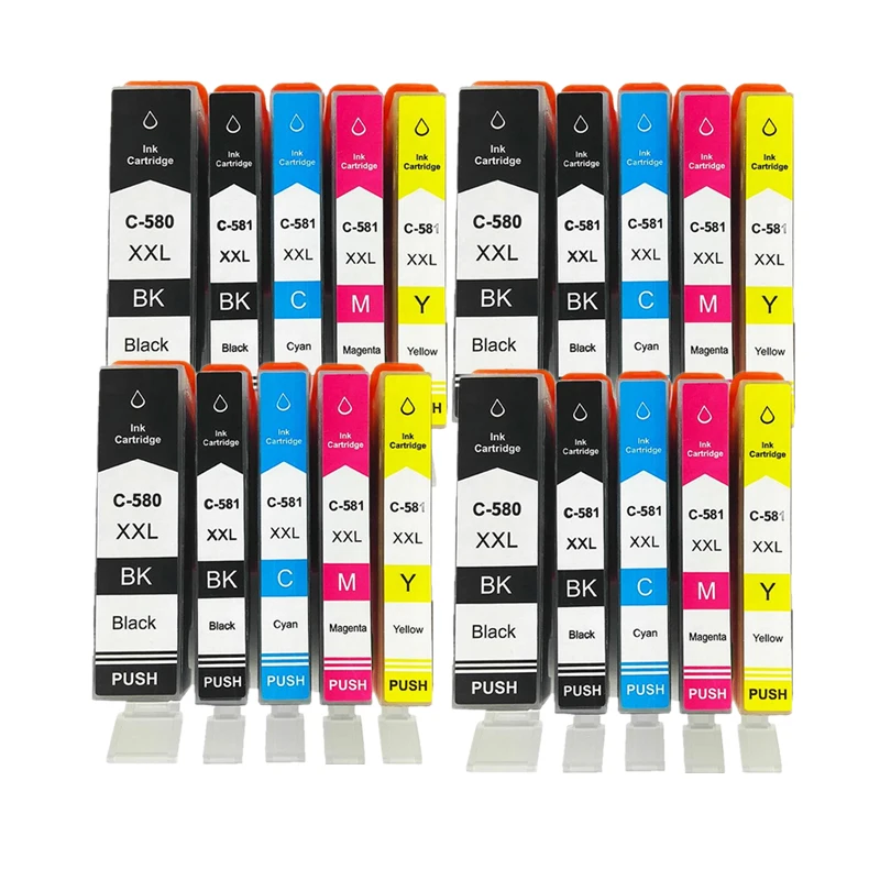 Conjunto de 4 Tinteiros Compatíveis Pgi580 Cli581 Pgi 580 581 para Impressoras Canon Pixma Ts705 Tr7550 Tr8550 Ts6150 Ts6250 Ts8150 Ts8250 MDUG