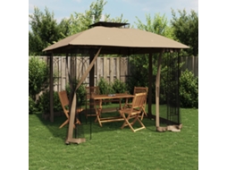Vidaxl Gazebo C/ Teto Duplo/paredes De Malha Aço Cinzento-acastanhado