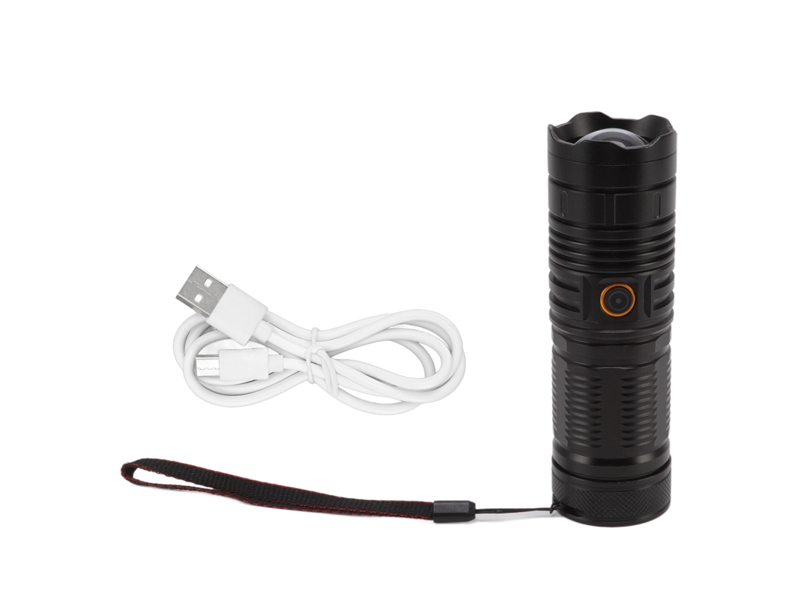 2026 lanterna Led Recarregável Via Usb Ultra Brilhante com Zoom e Resistente À Água, Capa de Liga de Alumínio para Exterior