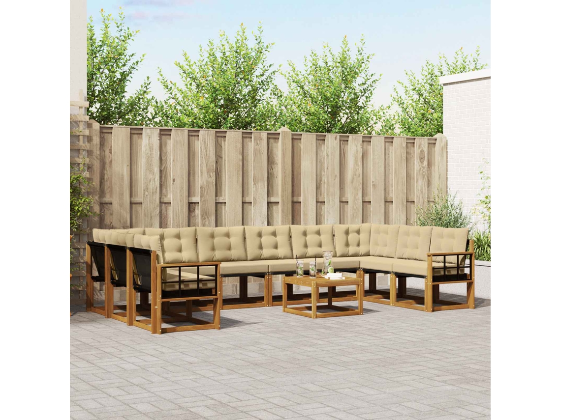 Vidaxl Conjunto De Sofás Para Exterior 11 Unid. Natural E Bege