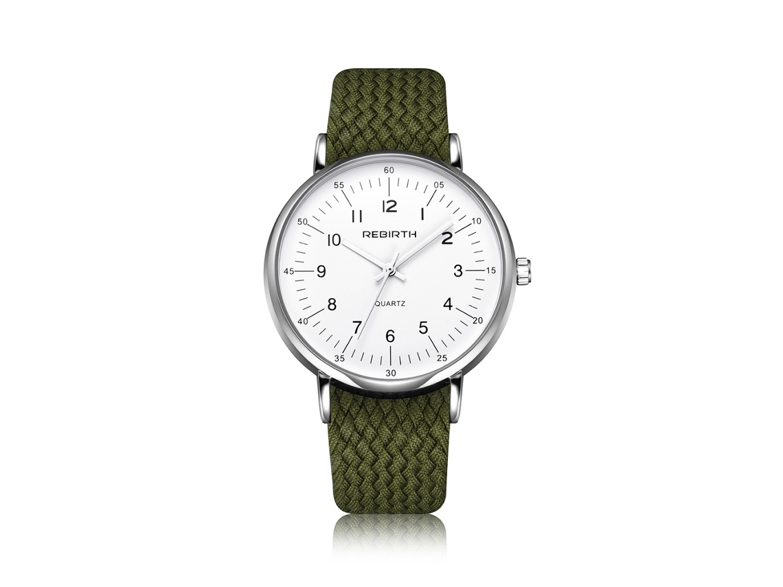 Rebirth Relógio de Pulso Masculino de Quartzo com Pulseira de Tecido Moda Verde