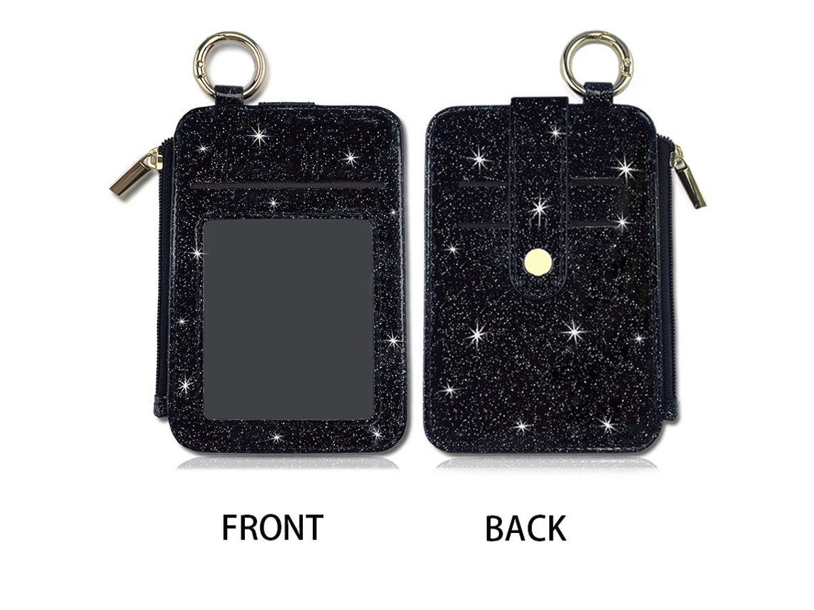 Porta cartões glitter, preto