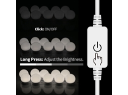 Rebe-kit De Luzes Led Para Espelho De Make-up Com 14 Lâmpadas Reguláveis, Cabo Retrátil E Alimentação Usb Para Maquiagem E Salão De Beleza