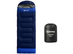 Saco de Dormir Adulto com Seção para Cabeça, fecho Éclair e Bolsa de Armazenamento, 300 G/m², 215x75x10cm azul Marinho BTFORUS