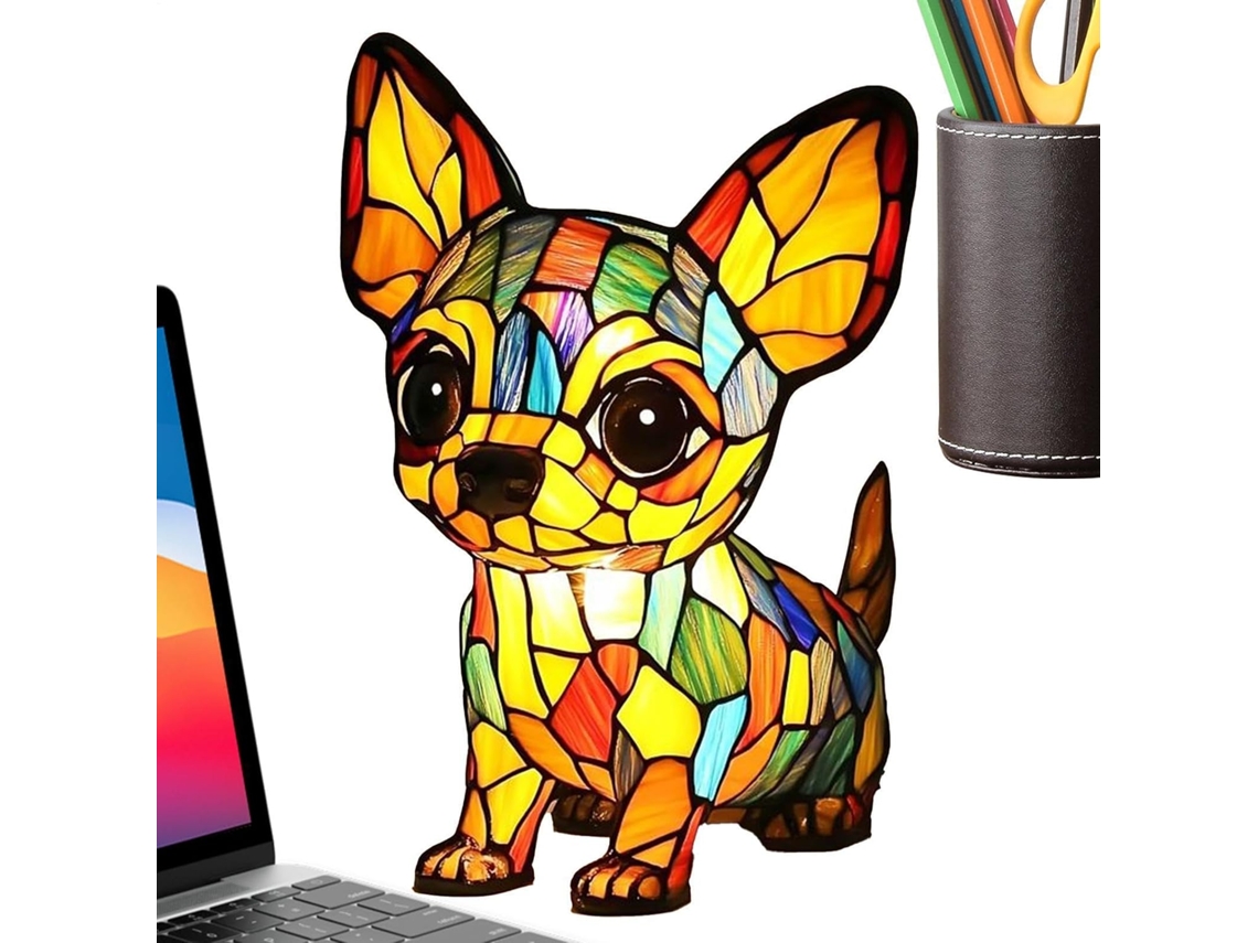 Mesa de LED em formato de cachorrinho, iluminação artística para ambientes com tema canino.