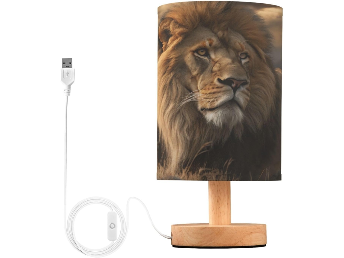 Abajur De Cabeceira Fofo Em Formato Leão Para Quarto, Luminária De Cabeceira Led, Luminária De Leitura Com Portas Usb E
