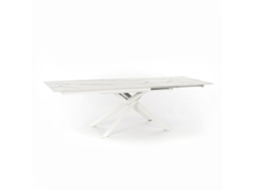 Mesa Extensível Xavier, 170-270 Cm, Tampo Em Hpl Com Efeito Mármore Calacatta E Pés Em Metal Branco, Ideal Para Interiores - Om