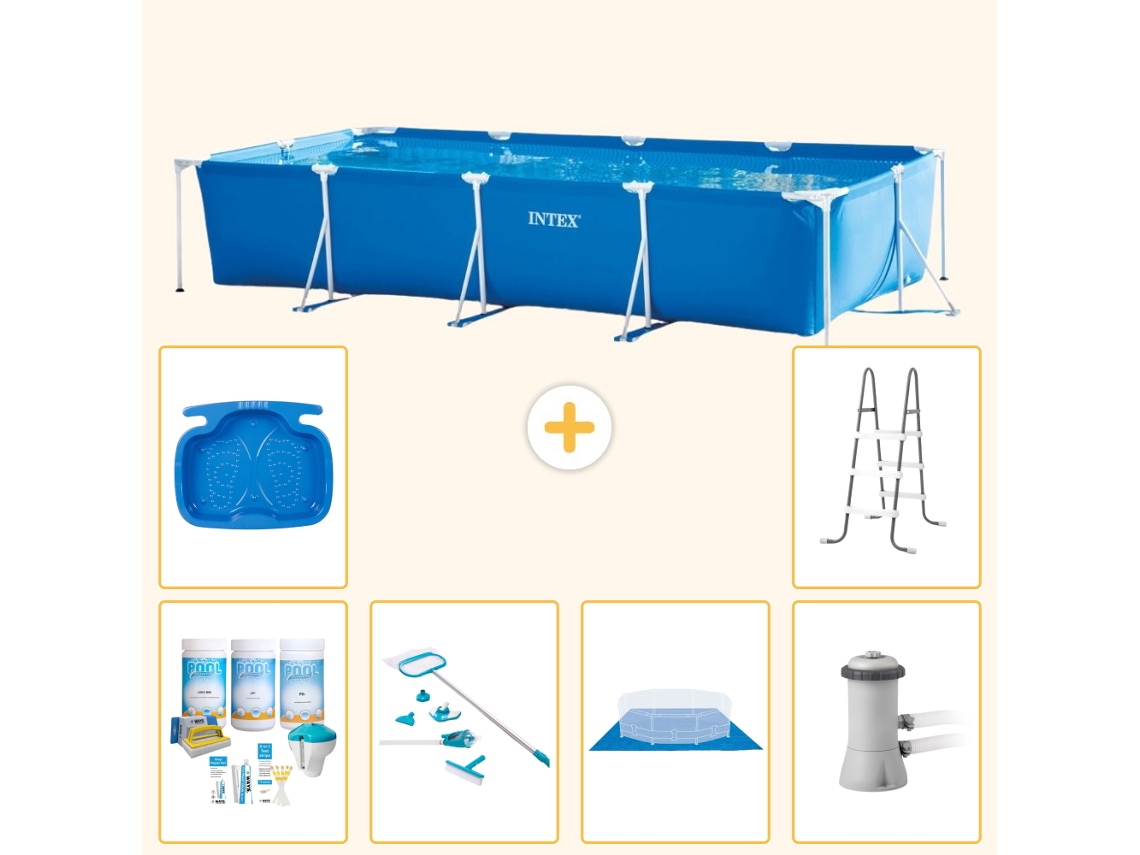 Intex Piscina Com Estrutura Retangular - 450x220x84 Cm - 7-peças S20852