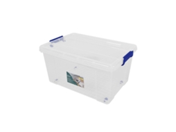 Cajas De Almacenaje Ordenación De Plástico Transparentes Con Tapa Azul | Con Y Sin Ruedas | Ropa, Libro, | Juguestes 80l Pack 6 Uds