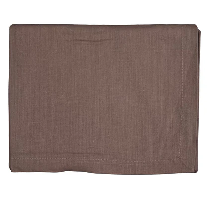 Tovaglia Da 12 Fazzini Canvas Di Puro Cotone Fiammato Con Alta Balza Applicata A Mano Tinto Indanthrene Corteccia (180x280)