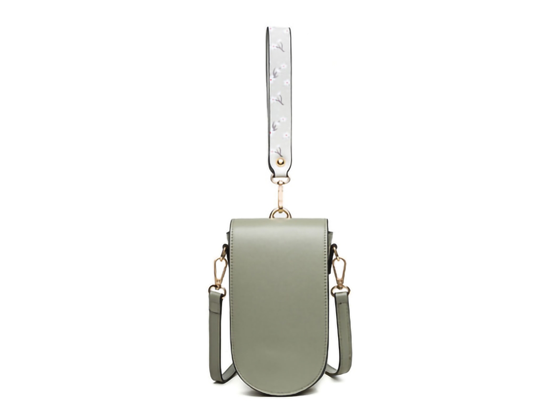Saco para Celular Pu Pequeno Feminino Design de Ombro Simples Bonito Camadas Verde