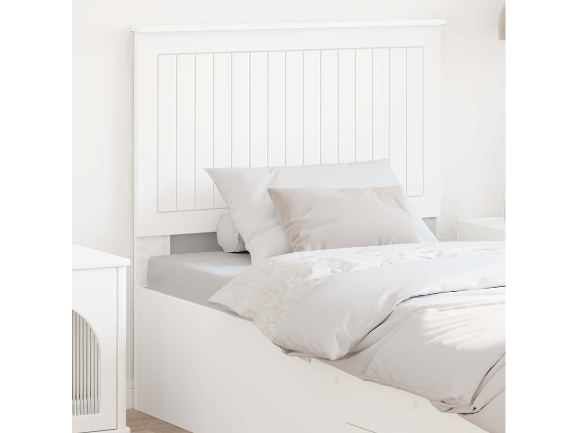 Vidaxl Cabeceira Com Cabeceira Branco 90 Cm Madeira Processada