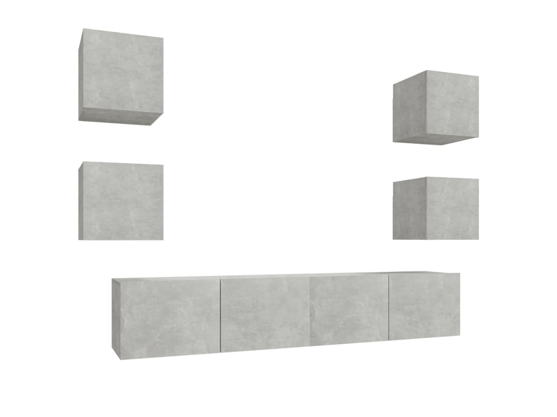 Tv Cabinet Set, Tv Cabinet Sets Vidaxl Cinzeto Madeira Processada (n/a)