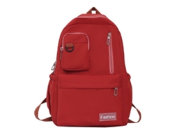 Mochila Escolar, Unissex Para Viagem, Cor Vermelha