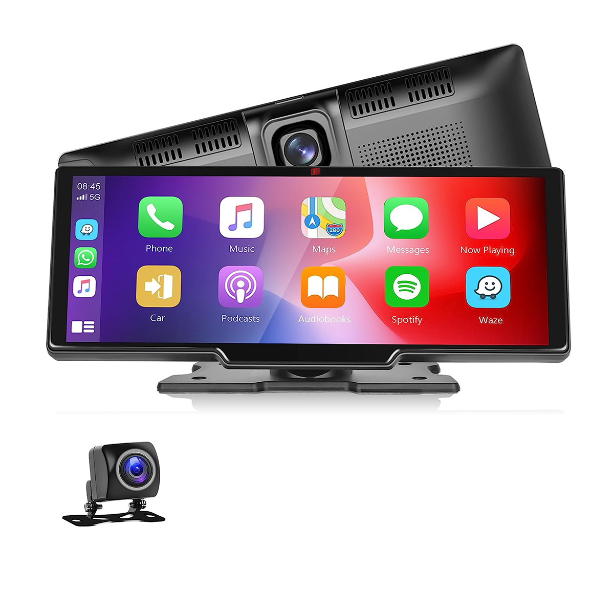Ecrã Tatil KLACK de 10,24" Compatível com Apple Carplay e Android, Rádio BT Visão Frontal com Câmara com visão traseira/frontal ( 7-32V - Bluetooth)