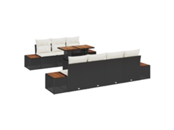 Conjunto 8 Conjunto De Móveis Para Exterior Vidaxl Preto Vime Pe (100 X 55 X 73 Cm)