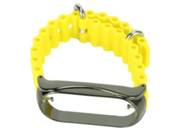 Pulseira de Silicone com Capa Protetora de Aço Inoxidável para Mi Band 7 Amarela