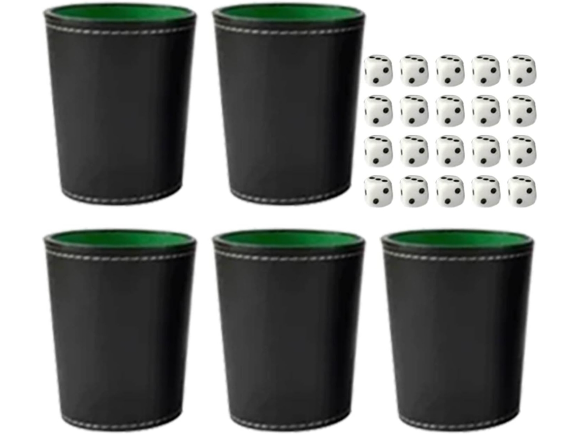 Conjunto 5 Copos Couro Dados Feltro SFUSHOS