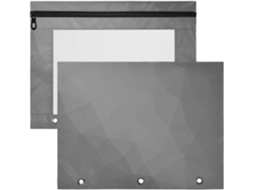 Conjunto de 2 Estojos Transparentes com Janela para Fichário 3 Argolas, Cinza Degradê 31 X 24,1 Cm Durável