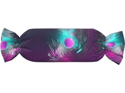 Almofada Cilíndrica Formato de Doce com Estampa Ondas Sonoras Musicais 100 % Poliéster Ideal para Viagens,