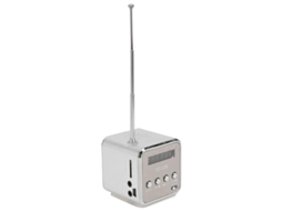 2026-altavoz Portátil Mp3/4 Com Rádio Fm, Micro Sd/tf, Usb, Bateria 600mah, 3wx2, Formato Mp3, Reprodução De 2-5h Plata