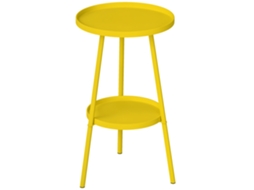 Mesa de Apoio BTFORUS, redonda, 2 níveis, amarelo, Ø 32cm