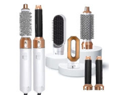 2026 5 em 1 Secador de Cabelo com Pente de Ar Quente, Chapinha e Ondulador de Cabelo Material Plástico Branco Ouro