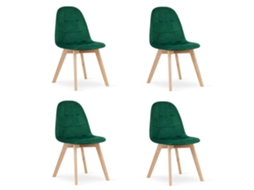 Cadeira Bora Veludo Verde Escuro X 4 Leobert