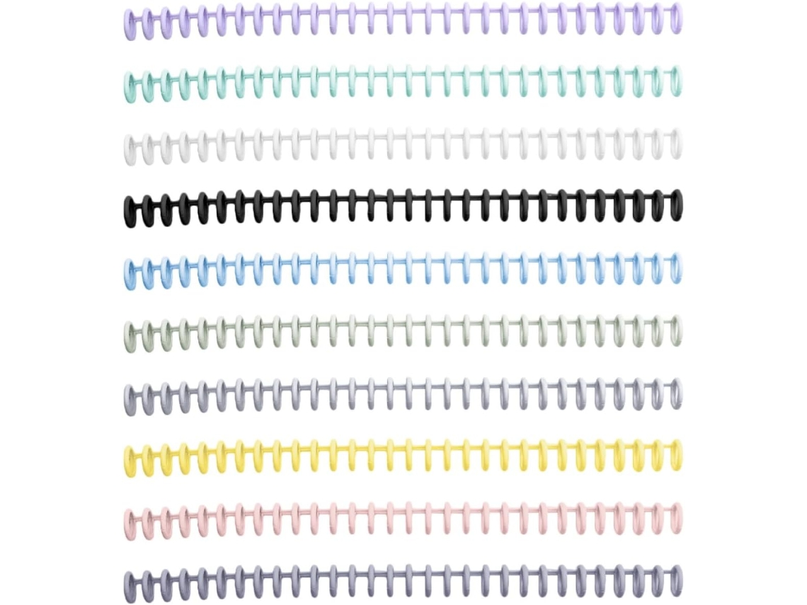 Anéis de encadernação Fuoyloo A4, 12 mm, 10 unidades, multicoloridos, para encadernação de folhetos soltos e organizadores.