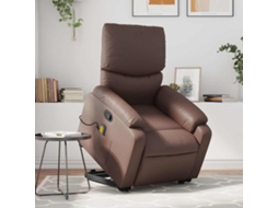 Vidaxl Poltrona Massagens Reclinável Elevatória Couro Artif. Castanho