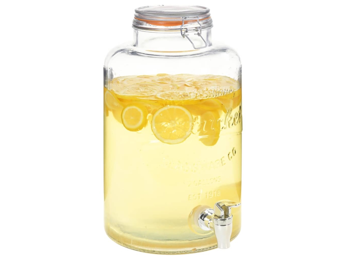 Vidaxl Dispensador De Água Xxl Com Torneira Transparente 8 L Vidro
