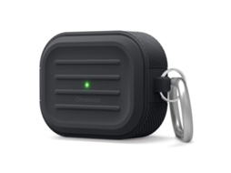 Capa Zruxe Para Airpods 4 Silicone Preto Com Mosquetão (proteção Total, Carregamento Sem Fios)
