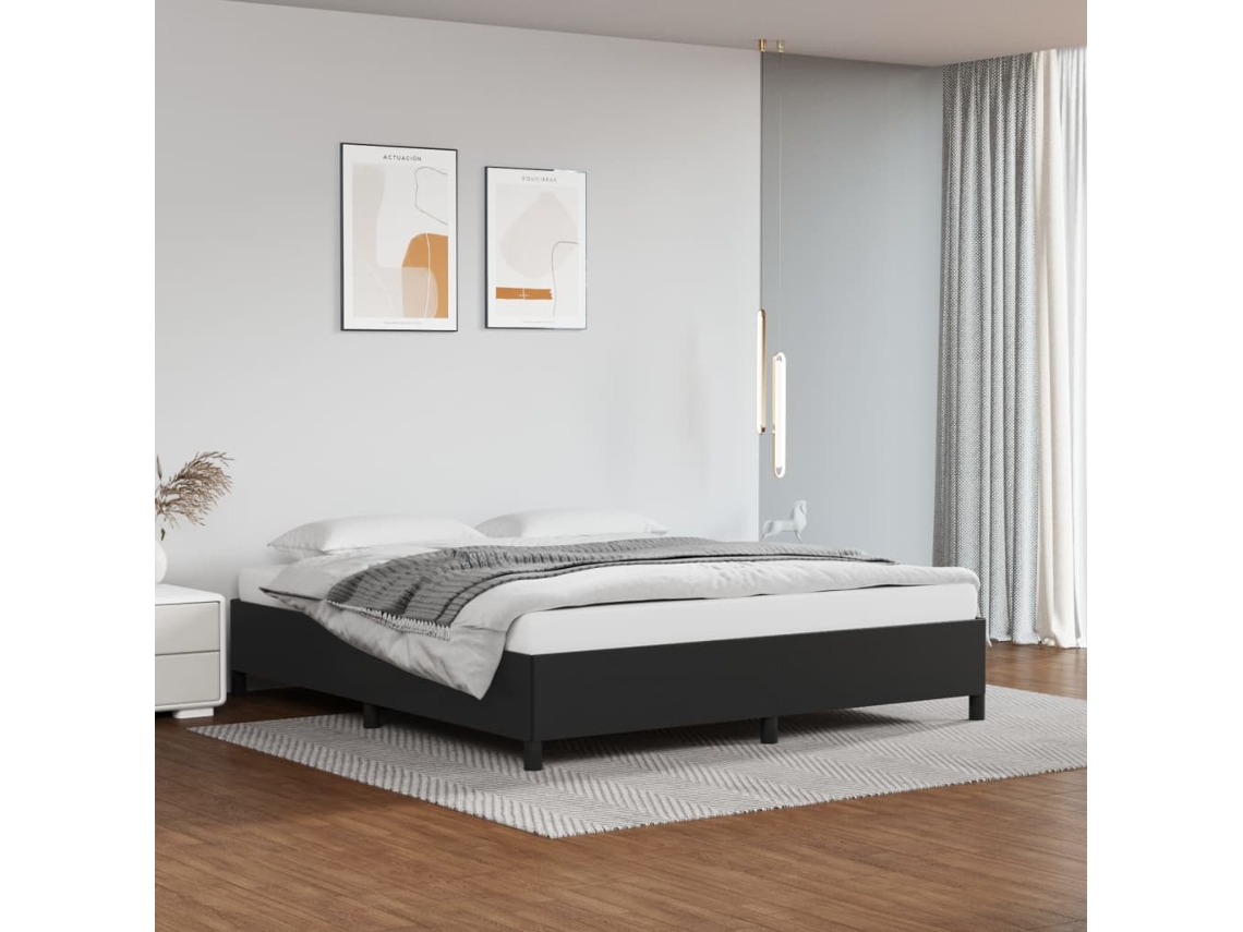 Estrutura de Cama Pele Sintética Preto (180x200cm)