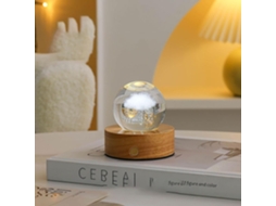 Luminária noturna em formato de bola de cristal 3D, com base iluminada por LED.
