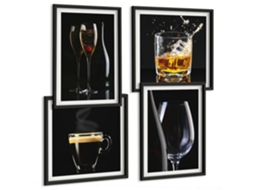 Quadros Decorativos Para Parede Dentes-de-leão Com Gotas De Água Moldura Preta Quadros Para O Escritório Espelharte (conjunto De 4 Imagens)