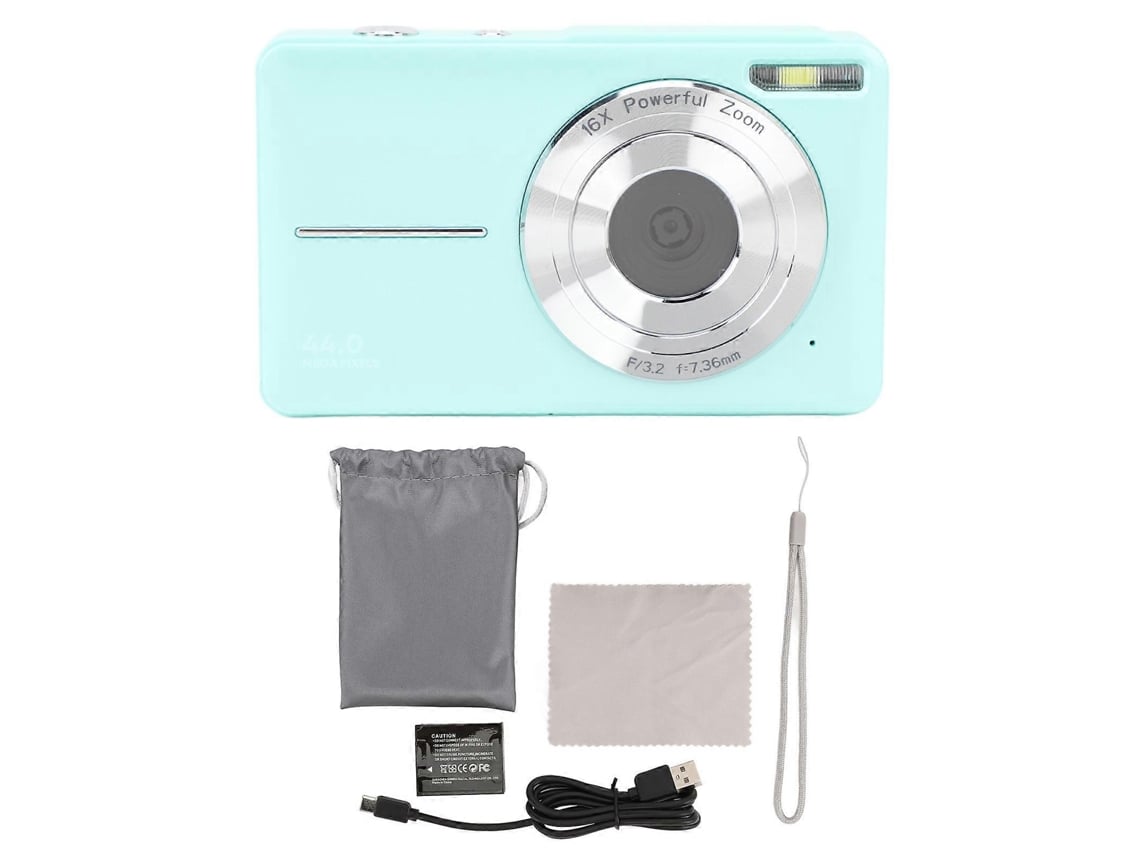 Câmara Digital Compacta 44mp Com Vídeo Full Hd 1080p, Zoom 16x E Ecrã Ips De 2,4 Polegadas, Verde