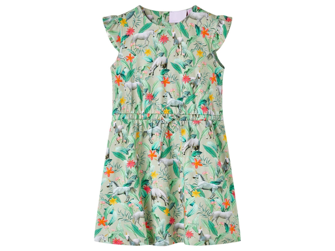 Vestido De Criança Com Manga Sino Caqui-claro 116