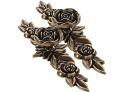 Conjunto De 2 Puxadores De Gaveta Vintage Com Estampa Rosa Para Armários.