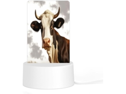 Luminária Noturna De Led Em Acrílico Com Base Plástica Reutilizável E Plugue, Estampa De Vaca, Luz Uniforme E