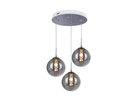 Luminária Pendente em Vidro Cinza Diam.28Cm G9 com 3 Luzes Candeeiro de Mesa de Jantar Colorido Moderno Candeeiro de e Sala de Estar NETTLIFE