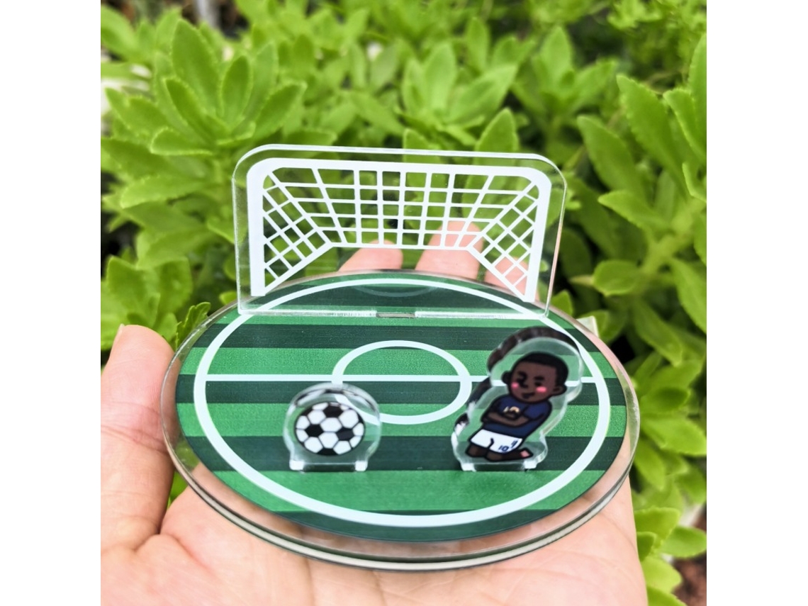 Suporte para celular em formato de campo de futebol, decoração Copa do Mundo, figuras esportivas