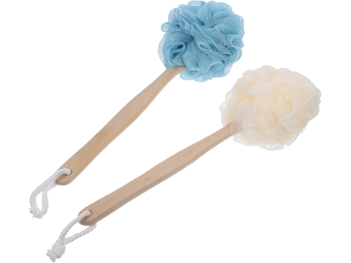 Conjunto De 2 Escovas Banho Madeira Com Cabo Longo Para Massagem E Esfoliação Das Costas, Acessórios Práticos E