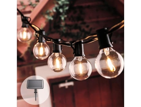 Corrente Led Solar Com Sensor  Branco Quente 2700k  Memória  Interruptor  Conjunto De 10 Unidades Rextech