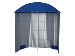 Guarda-sol De Pátio Com Painel Lateral Ø220x220 Cm Com Abertura Manual, 8 Varetas De Aço E Bolsa De Transporte, Azul
