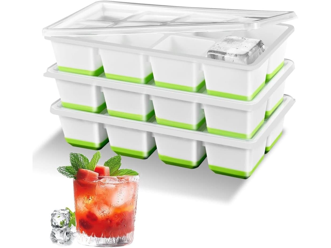 Conjunto Com 3 Formas De Gelo, Forma Para Cubos De Gelo Com Tampa/ 24