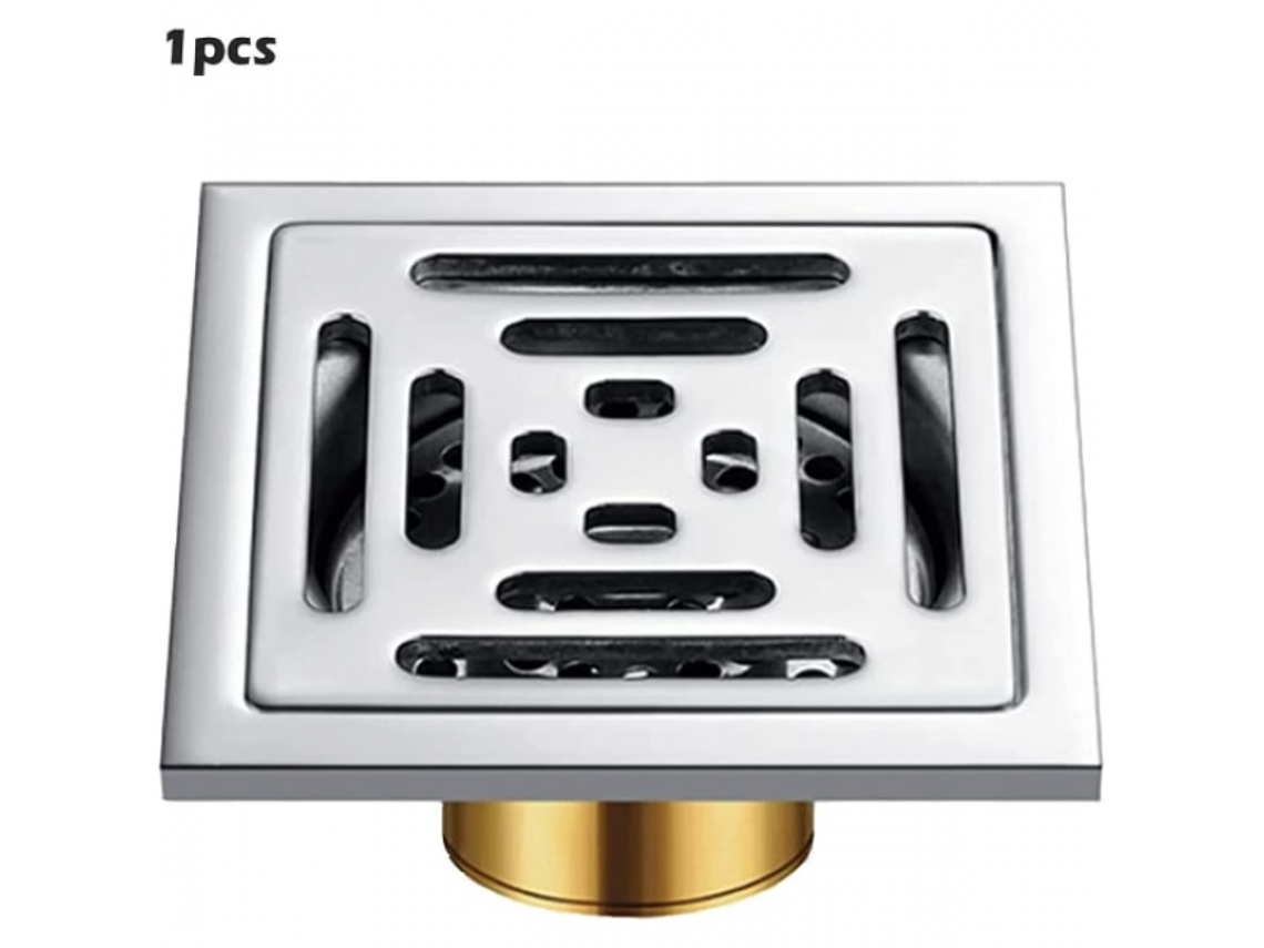 1 Ralo de Piso 100x100 Inox, Ralo de Piso para Banheiro de 100mm AQUAFORGE