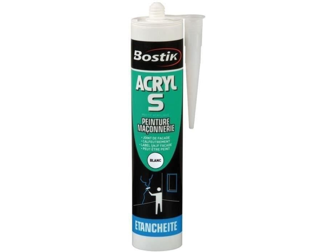 Juntas E Fissuras De Selante Acrílico Bostik Acryl S Interior/exterior Pintável Branco Cartucho De 310 Ml