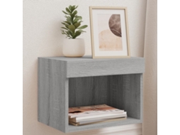 Vidaxl Mesa De Cabeceira De Parede Com Luzes Led Cinzento Sonoma