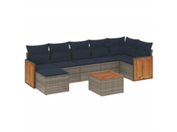 Conjunto de Sofá de Jardim, 8 Peças, Almofadas, Rattan Cinza MAISON EXCLUSIVE