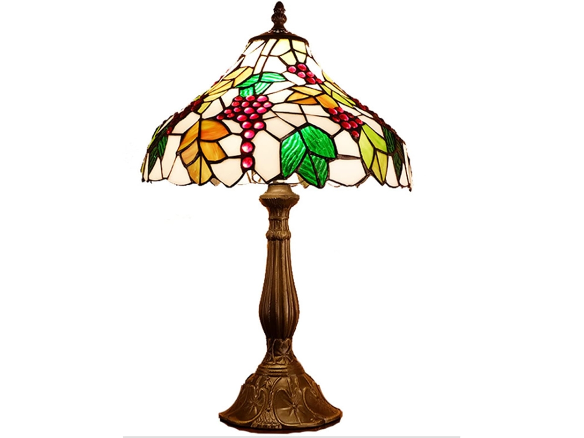 Abajur De Mesa Tiffany 30cm Com Vitral, Luxuoso Abajur De Cabeceira Decorativo Estilo Antigo, Luminária De Mesa Para
